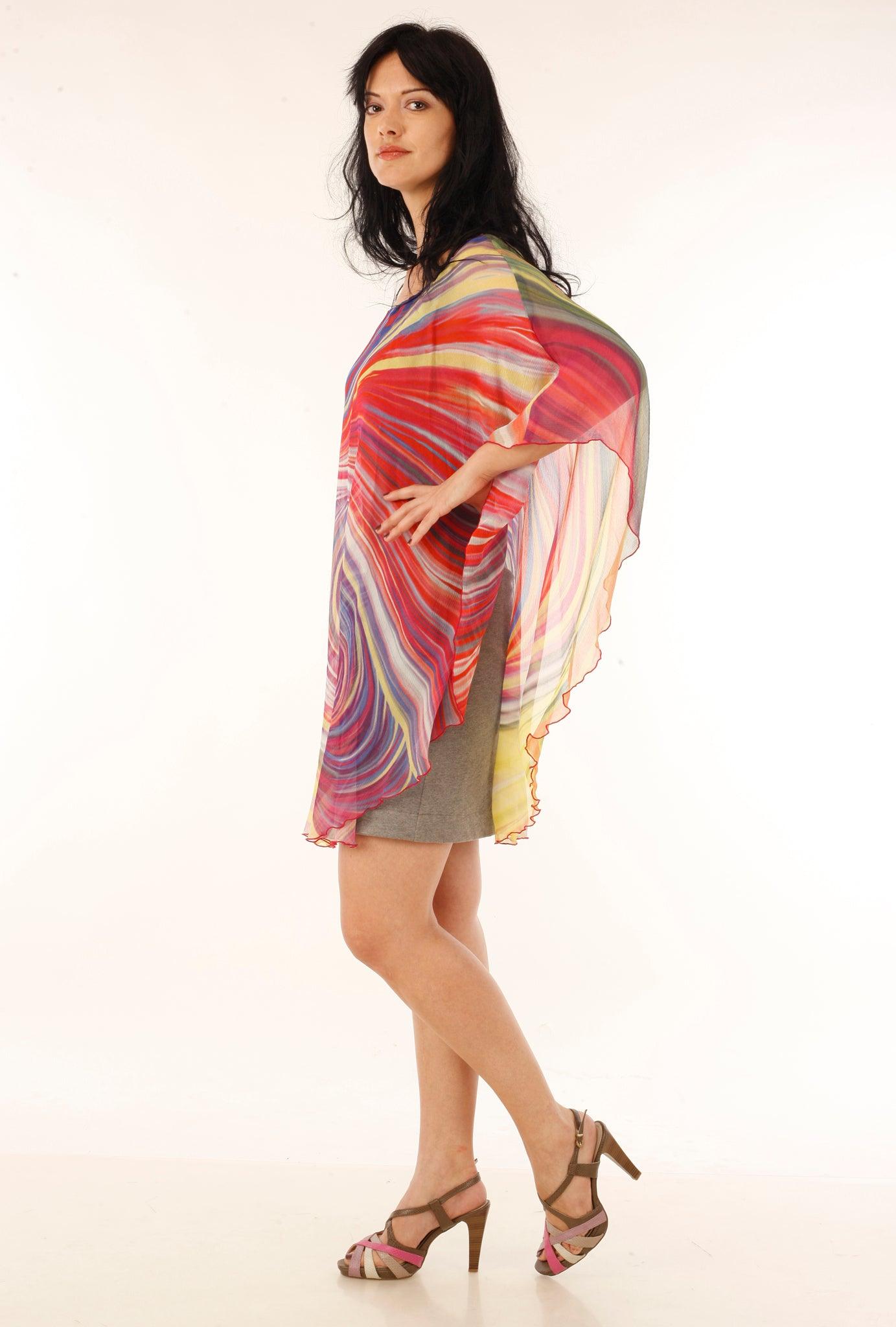 Cape Style Multicolor Dress - CHANGE!