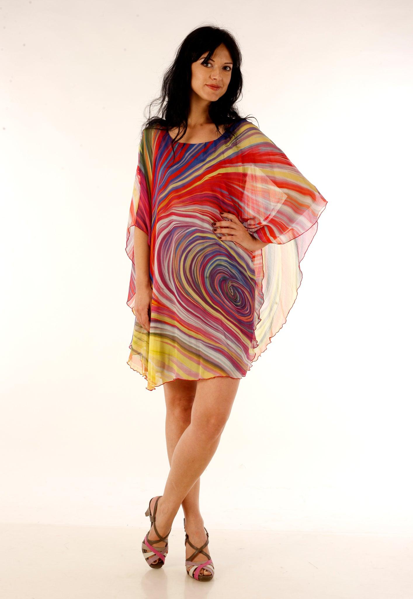 Cape Style Multicolor Dress - CHANGE!