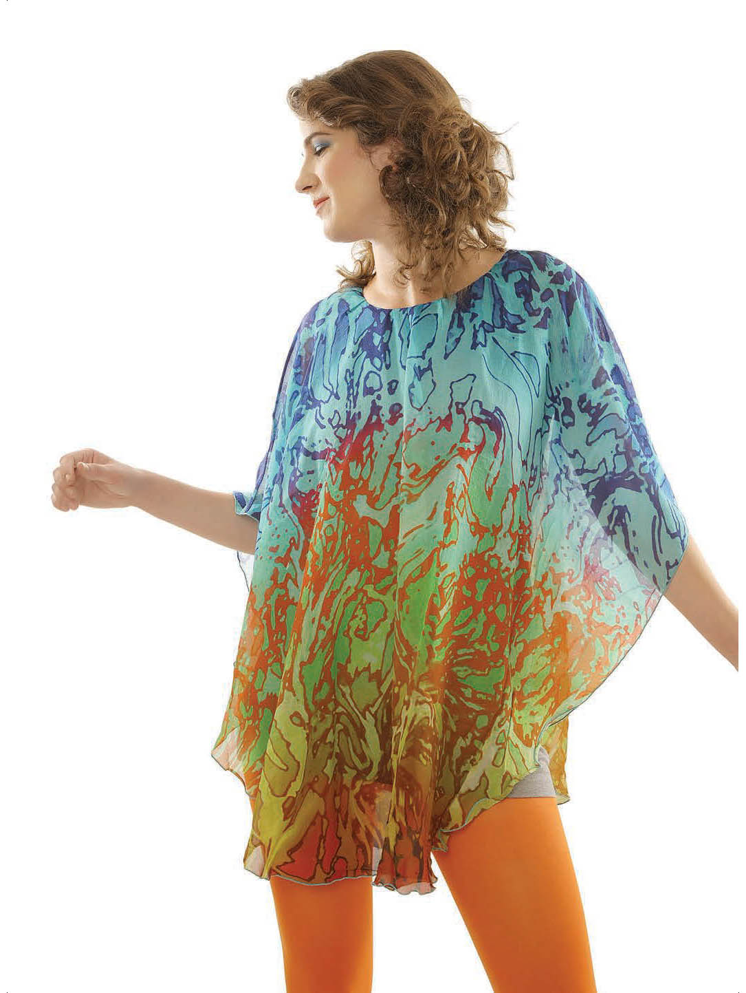 Fire Print Cape Style Dress - CHANGE!