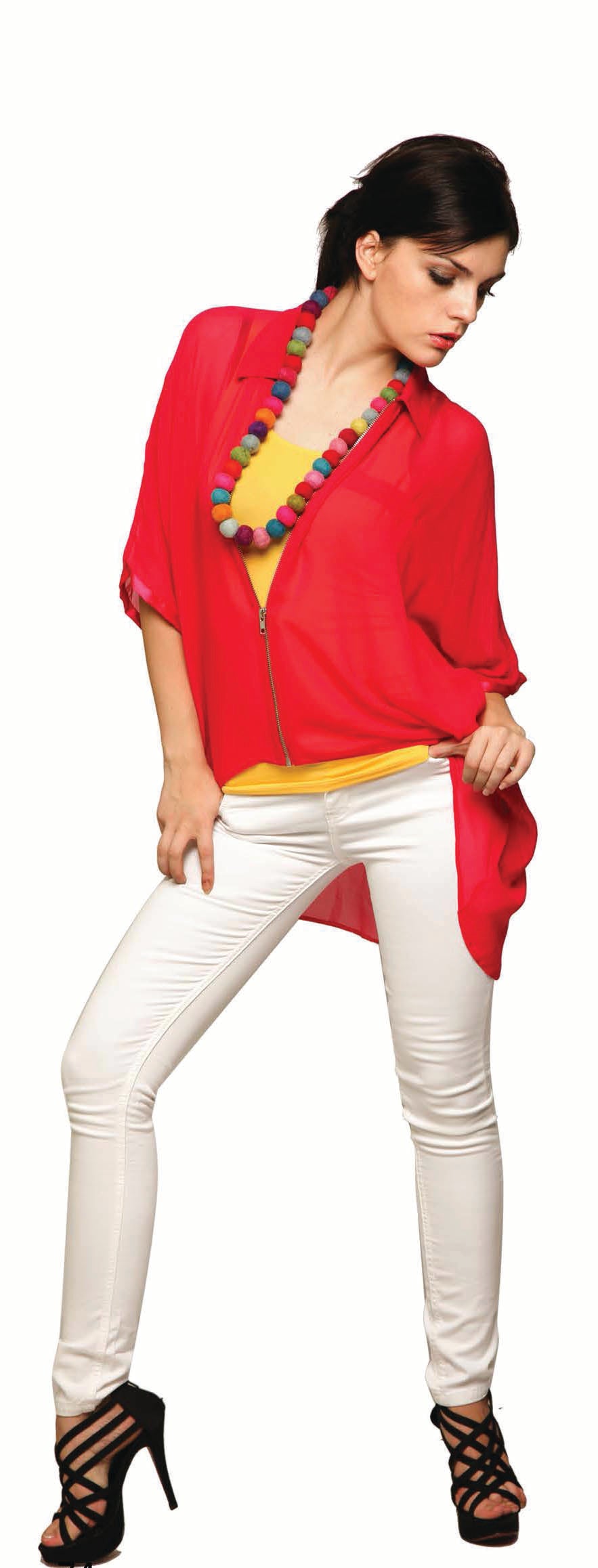 Bright Color Blocked Zipper Shirt - CHANGE!