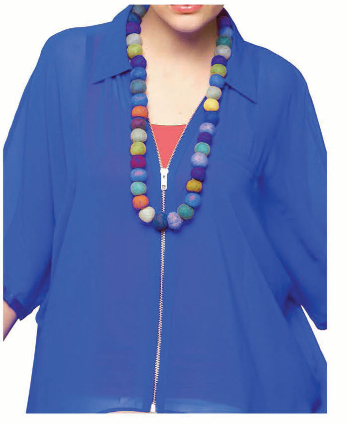 Bright Color Blocked Zipper Shirt - CHANGE!